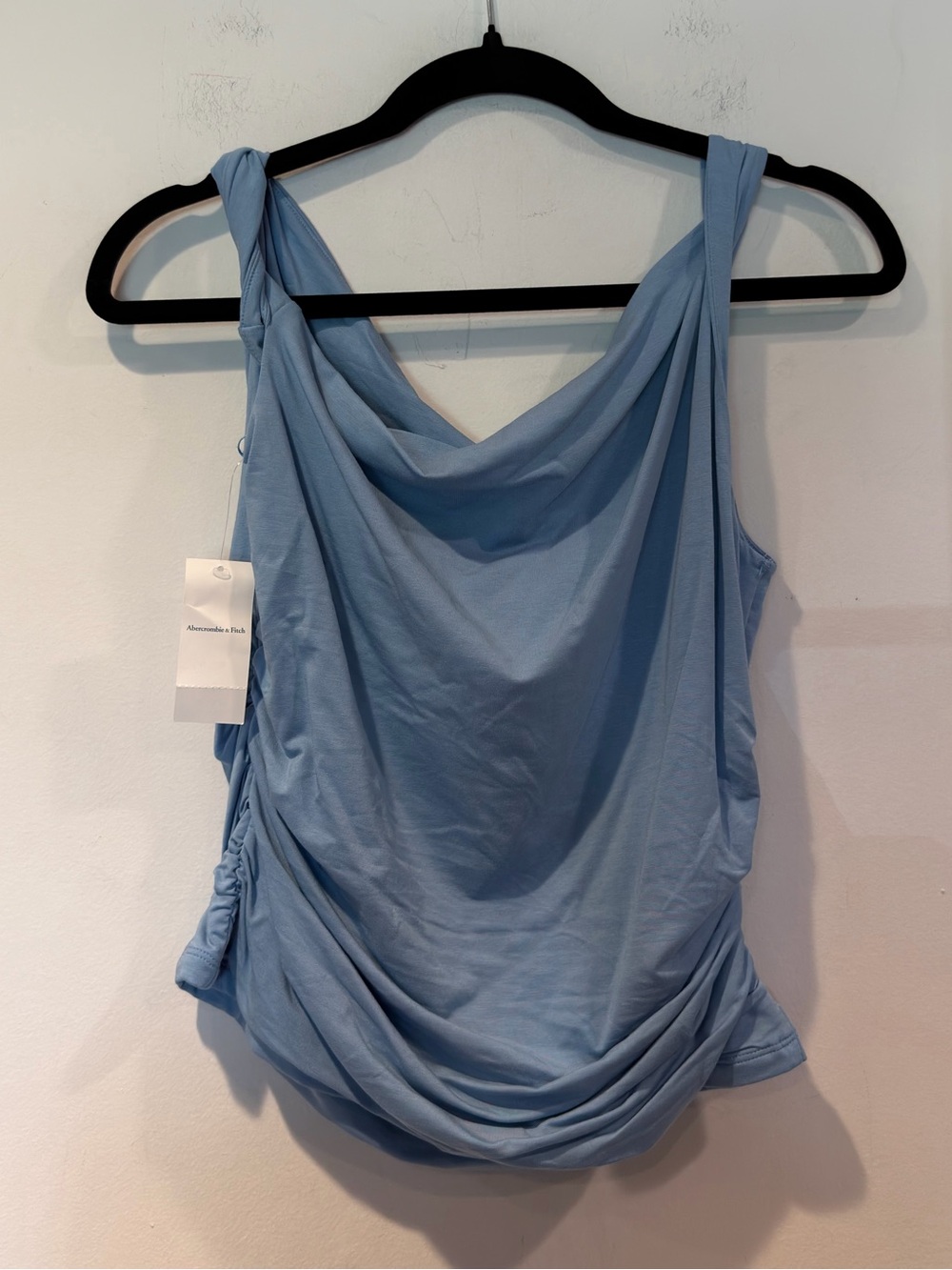 Abercrombie & Fitch Modal Blend Asymmetrical Twist Light Blue Cowl Neck Tank